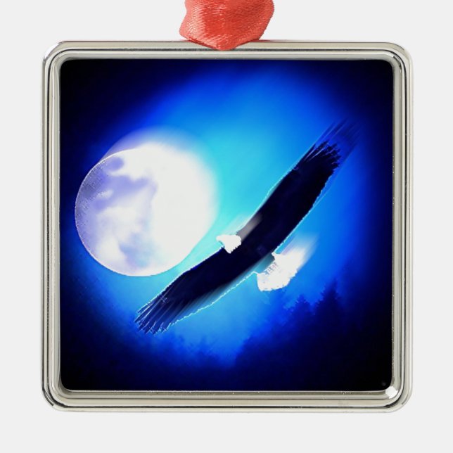 Flying Eagle & Moon Metal Tree Decoration (Front)