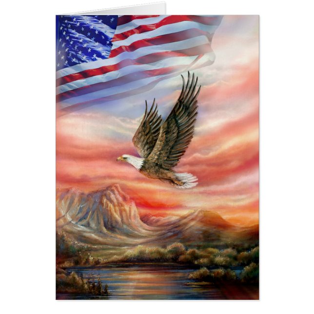 Flying Eagle with Sunset and American Flag (Front)
