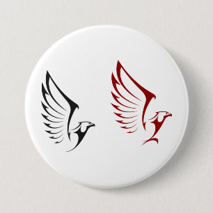 Flying Eagles Bold Bird Illustration 7.5 Cm Round Badge