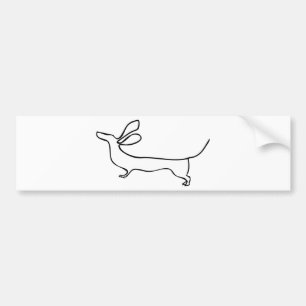 Flying ears Dachshund one line illustration Bumper Sticker