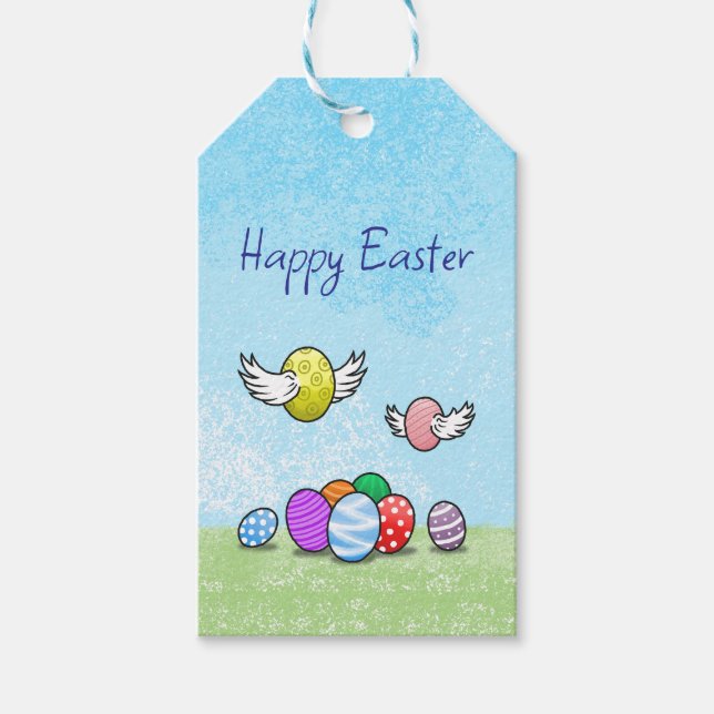 Flying Easter Eggs Gift Tags (Front)