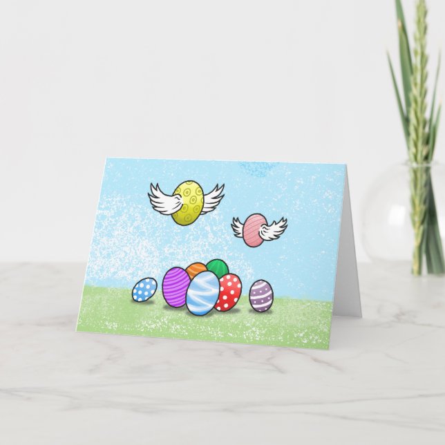 Flying Easter Eggs Invitation (Front)