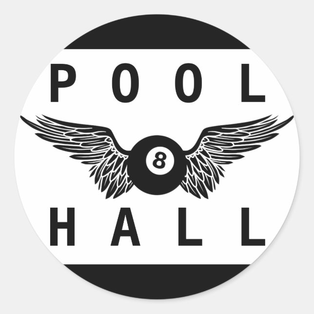 flying eightball pool hall classic round sticker (Front)