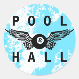 flying eightball pool hall classic round sticker