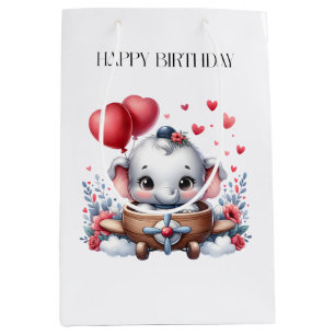 Flying Elephant Birthday Medium Gift Bag