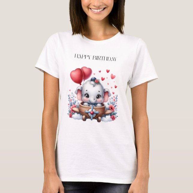 Flying Elephant Birthday T-Shirt (Front)