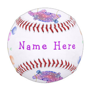 Flying Elephant Custom Name Birthday Gift Baseball