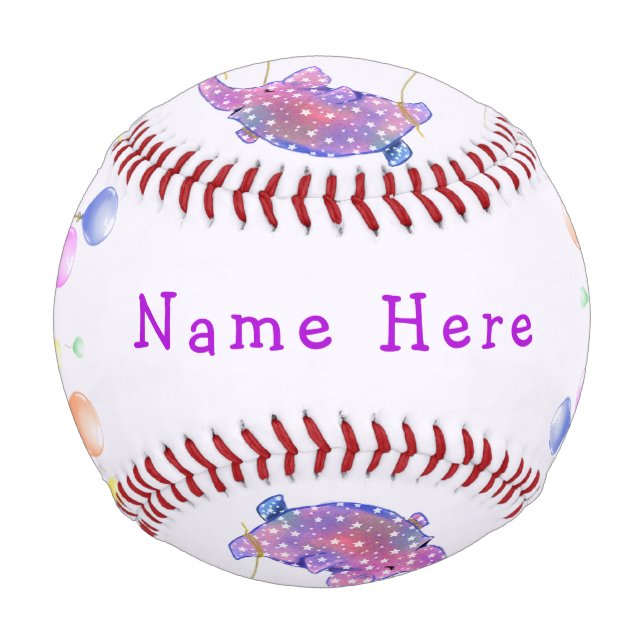 Flying Elephant Custom Name Birthday Gift Baseball (Back)