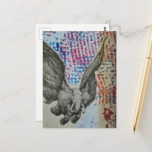Flying Elephant Fantasy Collage Postcard