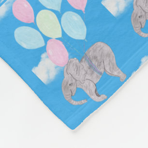 Flying Elephant  Fleece Blanket