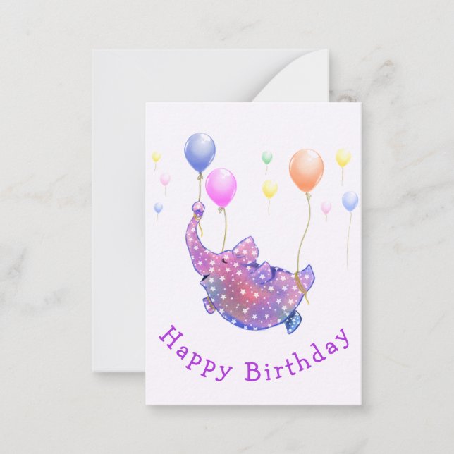 Flying Elephant Funny Birthday Card (Front)