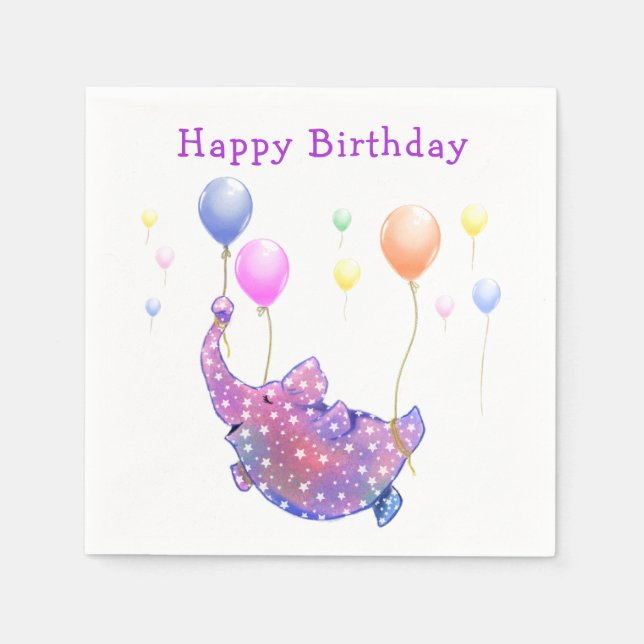 Flying Elephant Funny Birthday Napkins (Front)