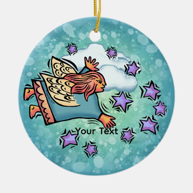 Flying Fairy  Ceramic Tree Decoration (Front)
