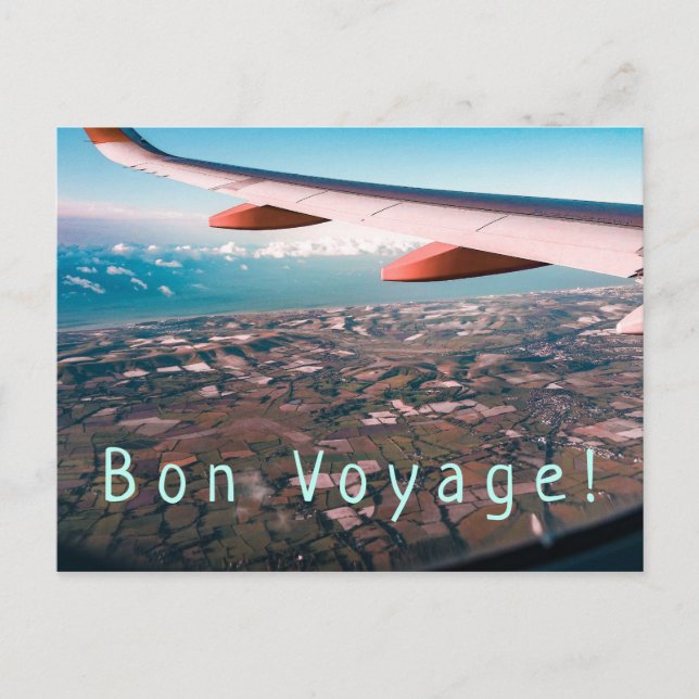 Flying far, far away & Bon Voyage Postcard (Front)