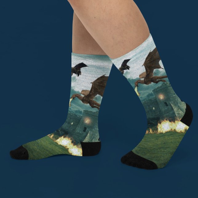 Flying Fire Breathing Dragon Castle  Socks (Creator Uploaded)