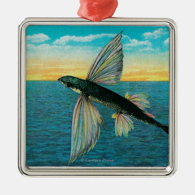 Flying Fish at Catalina Island Metal Tree Decoration (Front)