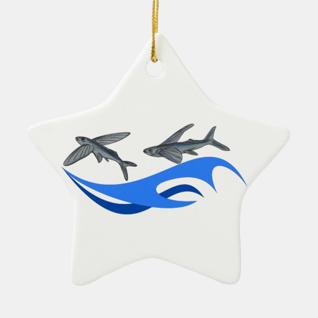 Flying Fish (Exocet) Ceramic Tree Decoration (Front)