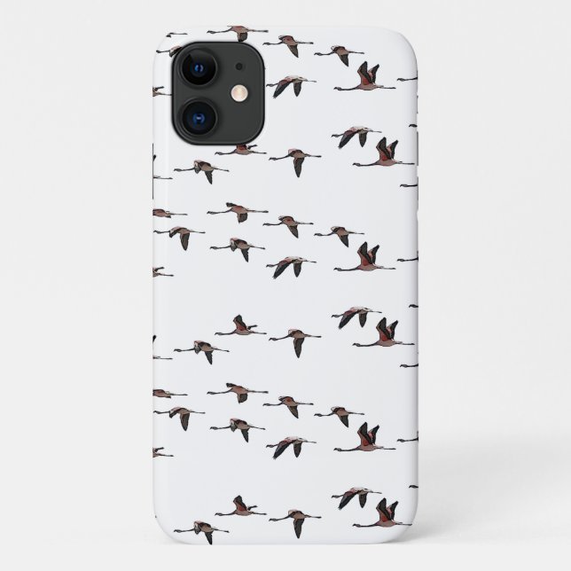 Flying Flamingos iPhone 11 Case (choose colour) (Back)