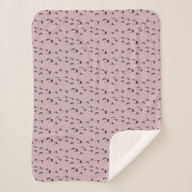 Flying Flamingos Sherpa Blanket (Dusty Pink) (Front)