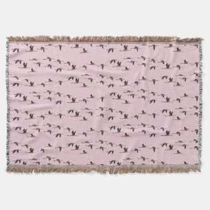 Flying Flamingos Throw Blanket (Dusty Pink)