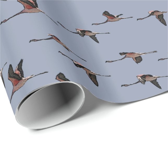 Flying Flamingos Wrapping Paper (Roll Corner)