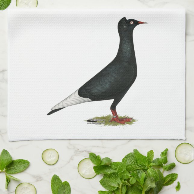 Flying Flight Black Cap Pigeon Tea Towel (Folded)