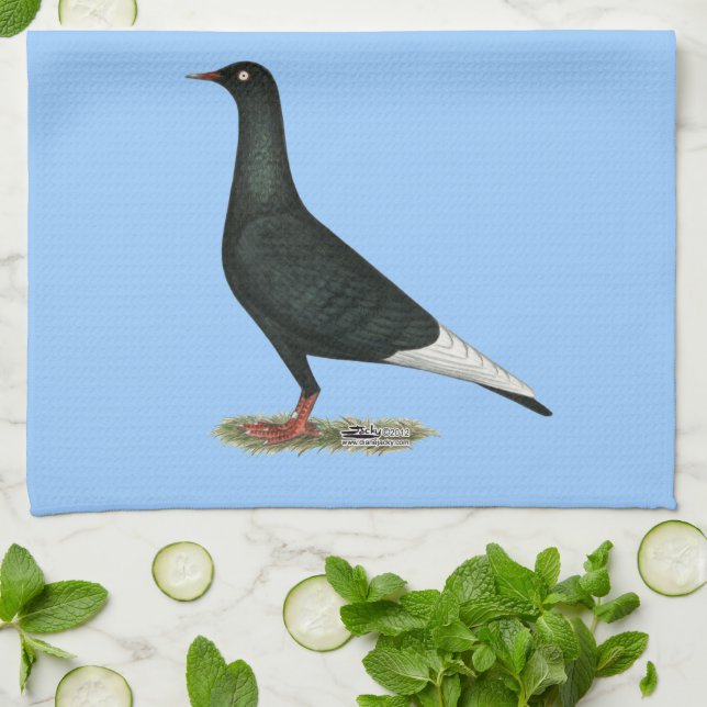 Flying Flight Black Pigeon Tea Towel (Folded)