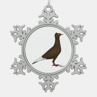 Flying Flight Cap Pigeon Snowflake Pewter Christmas Ornament
