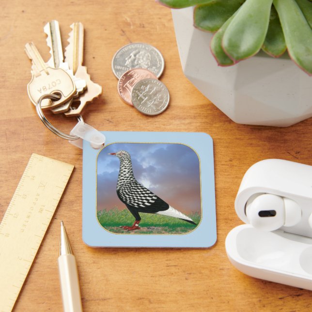 Flying Flight Pigeon and Clouds Key Ring (Desk)