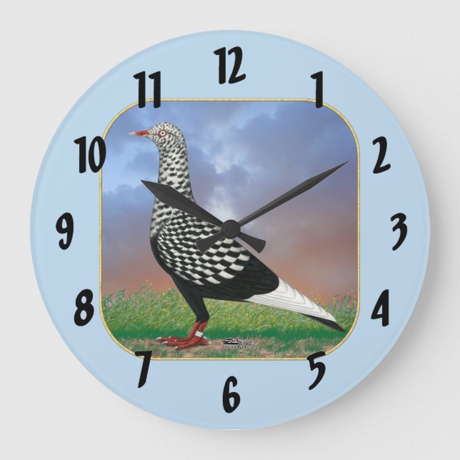 Flying Flight Pigeon and Clouds Large Clock (Front)