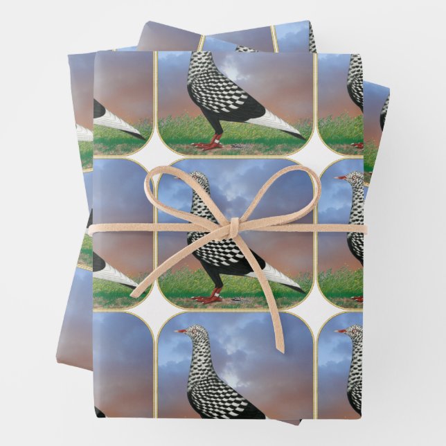 Flying Flight Pigeon and Clouds Wrapping Paper Sheet (In situ)