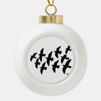 Flying Flight Pigeons Ceramic Ball Christmas Ornament