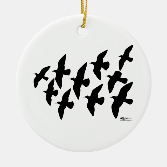 Flying Flight Pigeons Ceramic Tree Decoration (Front)