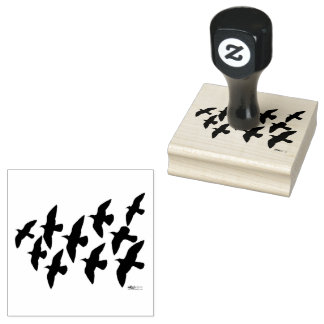 Flying Flight Pigeons Rubber Stamp