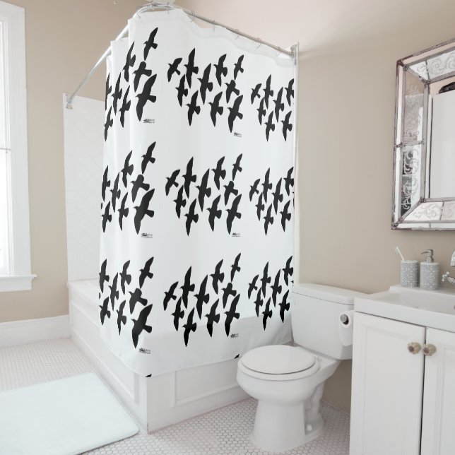 Flying Flight Pigeons Shower Curtain (In Situ)