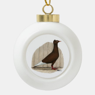 Flying Flight Red Cap Pigeon Ceramic Ball Christmas Ornament