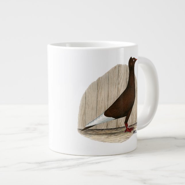 Flying Flight Red Cap Pigeon Large Coffee Mug (Front Right)