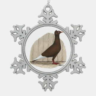 Flying Flight Red Cap Pigeon Snowflake Pewter Christmas Ornament