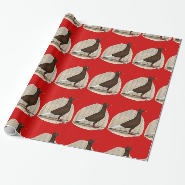 Flying Flight Red Cap Pigeon Wrapping Paper (Unrolled)