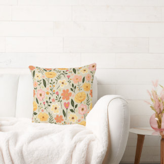 flying flowers Throw Pillow