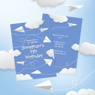 flying folded paper aeroplanes any childs birthday announcement