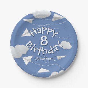 flying folded paper aeroplanes kids birthdays plate