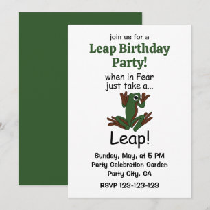 Flying Frog Taking A Leap When In Fear Birthday Invitation