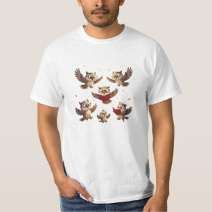 "Flying Funny Owls – Disney Cartoon Style" T-Shirt