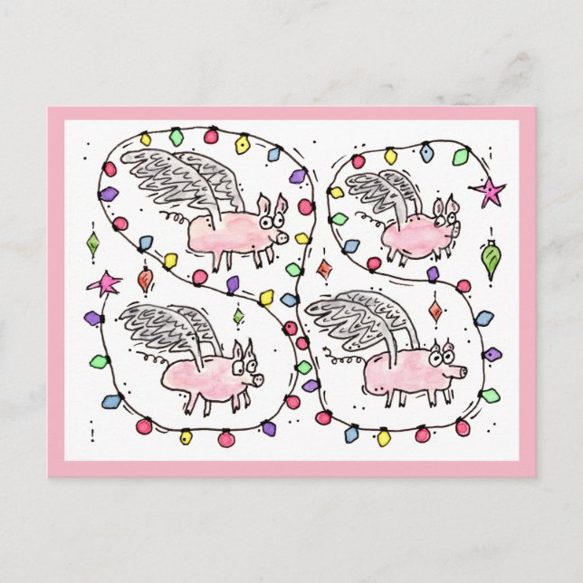 "Flying Future Bacon" Holiday Postcard (Front)