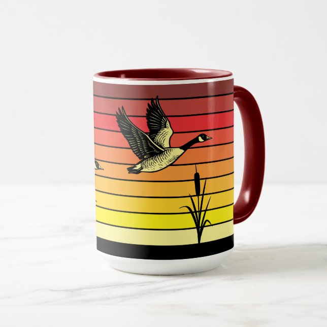 Flying Geese & Retro Sunset Mug (Front Right)