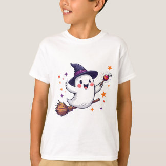 Flying Ghost with Candy Halloween   T-Shirt