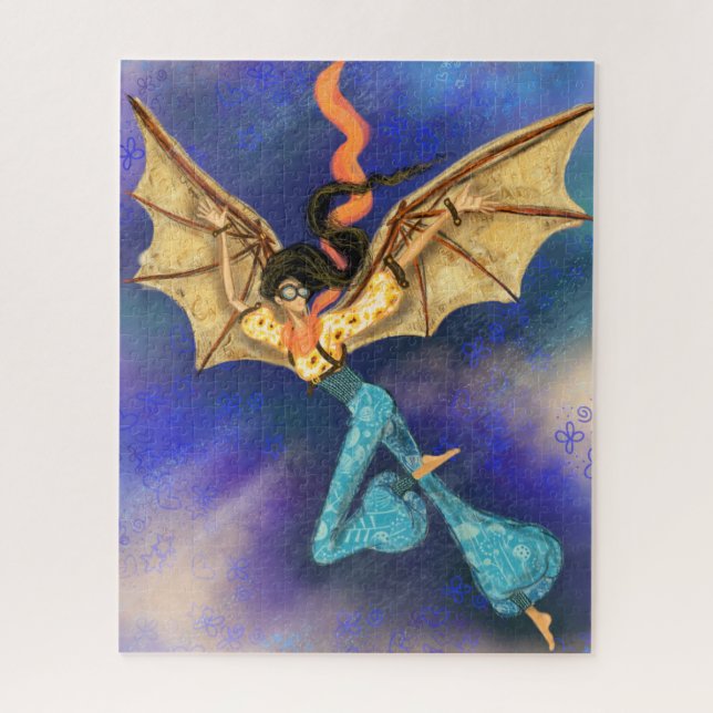 Flying Girl with Wings Puzzle Fantasy - Drawing (Vertical)