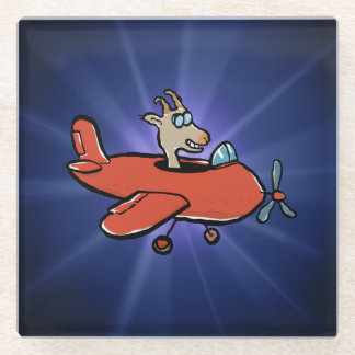 flying goat glass coaster