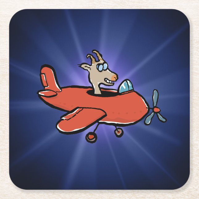 flying goat square paper coaster (Front)